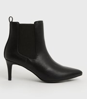 New Look Black Leather-Look Stiletto Chelsea Shoe Boots